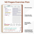 Fitness Workout Journal for Women & Men, A5(5.5" x 8.3") Workout Log Book Planner for Tracking, Progress, and Achieving Your Wellness Goals-Rust Brown