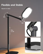 Led Desk Lamps for Home Office with Base, Video Conference Lighting for Zoom, Tall Desk Lamp with 50 Light Modes & Memory and Timer Func Computer Light, Ring Light for Desk for Video Streaming, Webcam