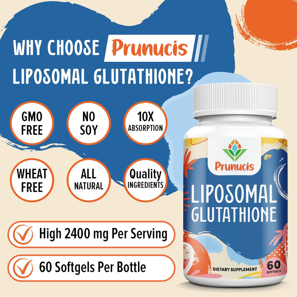 2400MG Liposomal Glutathione, with Vitamin C, Milk Thistle & Alpha-Lipoic Acid, Master Antioxidants, Pure Reduced L-Glutathione - Immune System, Cell Repair, Energy, High Absorption, 60 Softgels