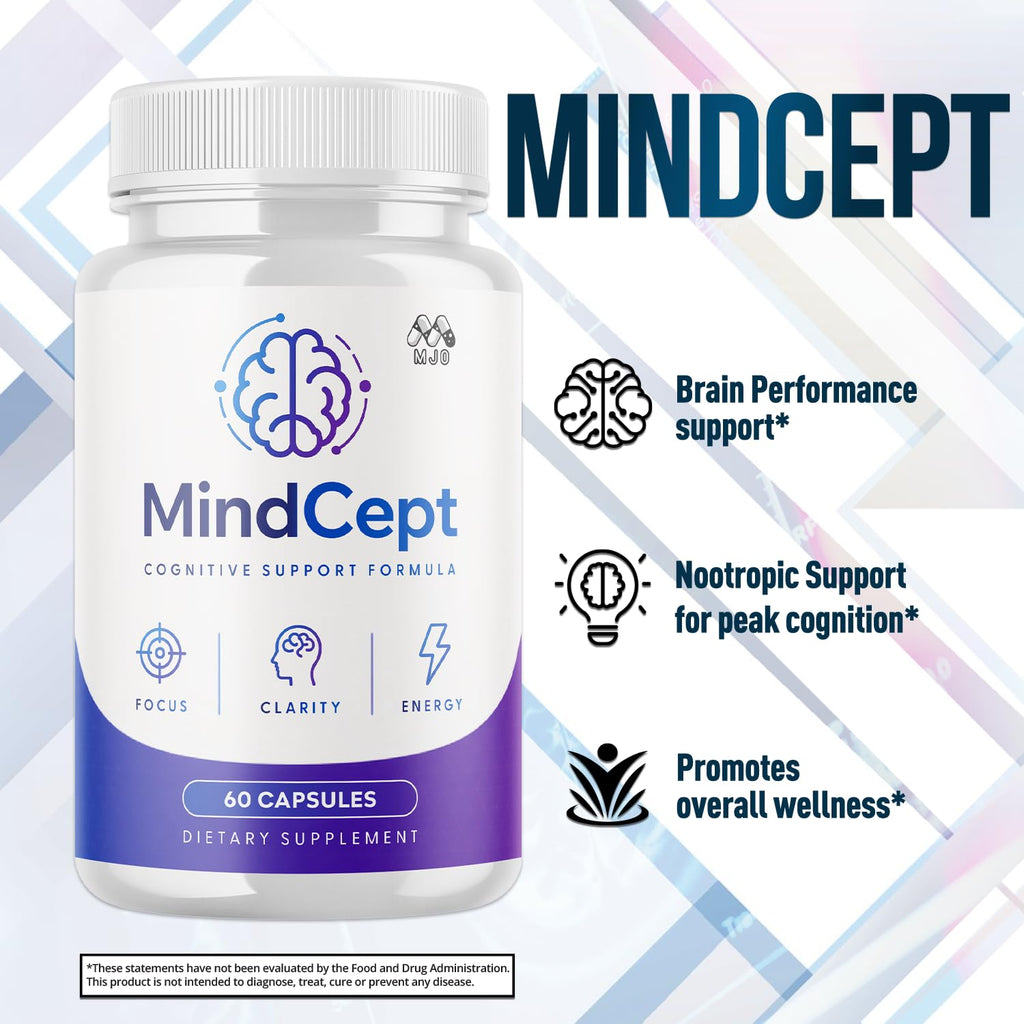 Mindcept Capsules, Official Mindcept Pills with All Natural Ingredients, Advanced Formula Mind Cept Brain Health and Wellness Support with Maximum Strength Active Lifestyle Multivitamins (60 Capsules)