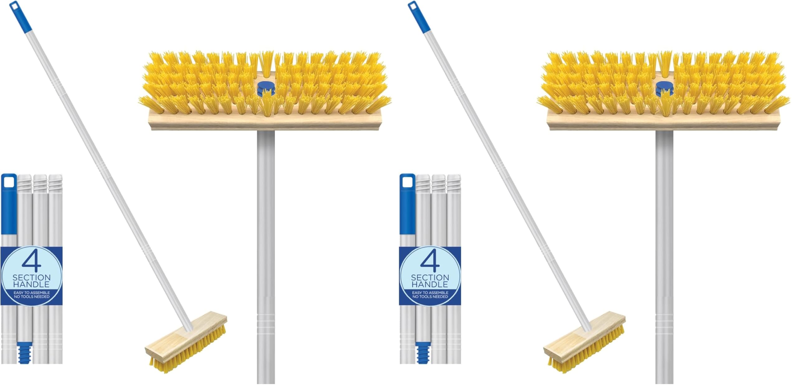 LOLA Deck Scrub Brush Outdoor Broom, Durable Bristles Remove Dirt, Grime, Grout, Leaves, Snow on Patios, Decks, Wet or Dry, 2 Pack