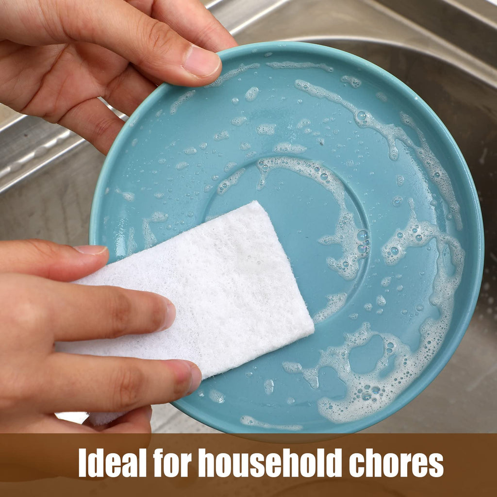 20 Pieces White Scrubbing Pad Non Scratch Scouring Pads Non Woven Scouring Sponge Multipurpose Abrasive Multi Surface Scrubber for Cleaning Polishing(5 x 7 Inch)