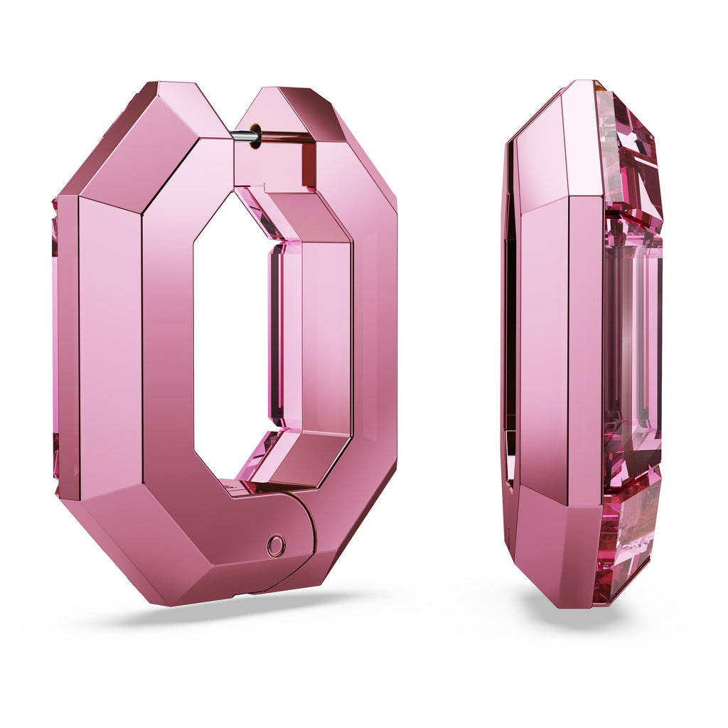 Swarovski Lucent Small Hoop Earrings, Pink Octagon-Shaped Crystals, Part of the Swarovski Lucent Collection