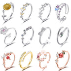 12 Pcs Rose Gold Rings for Women Knuckle Rings Set - Engagement Rings for Women - Cubic Zirconia Rings for Teen Girls - Stackable Rings for Women Finger Rings- Pack of Silver Rings for Teen Girls