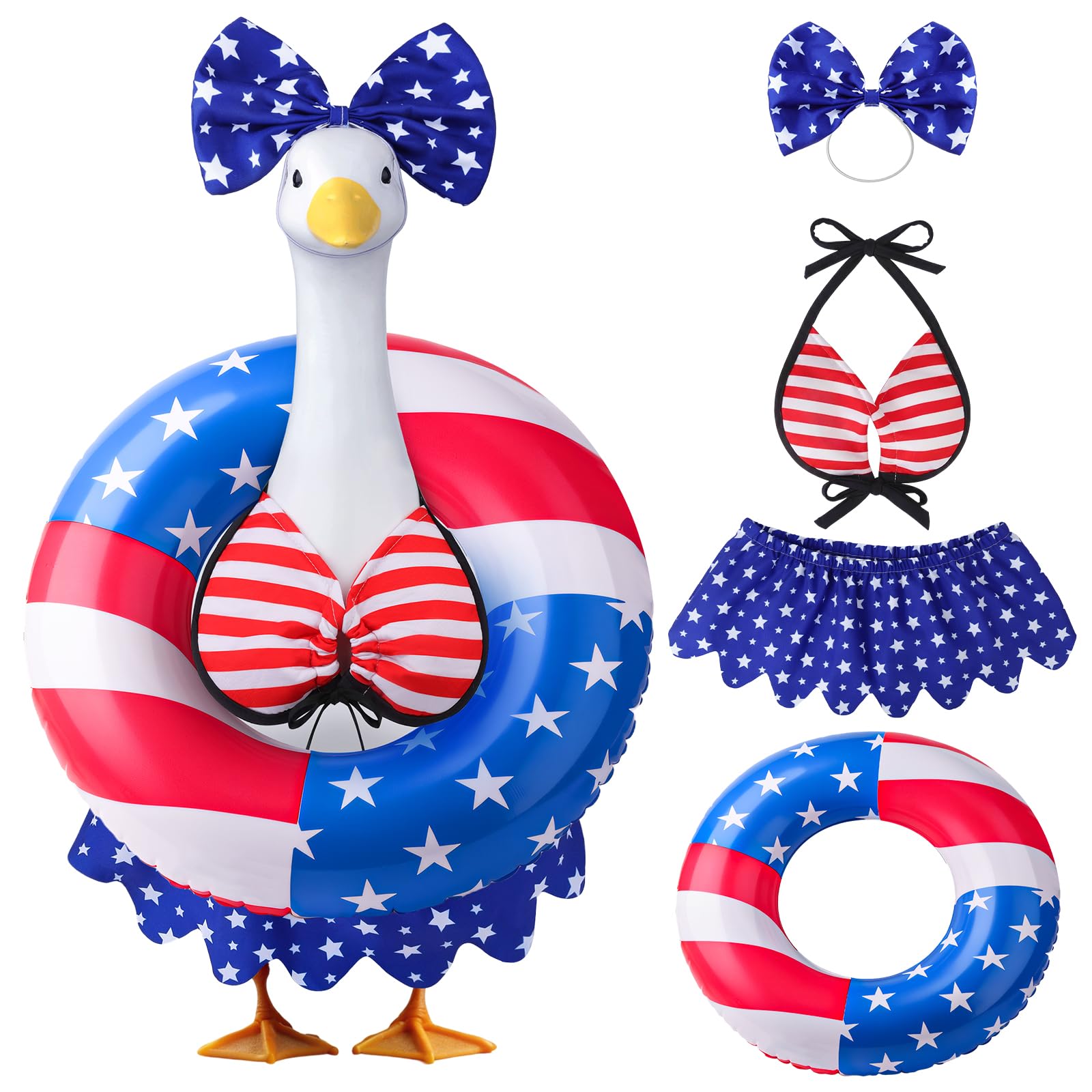 Pextian Patriotic Bikini Goose Outfits, 23” 4th of July Porch Goose Outfit, Summer Goose Clothes for Fourth of July Independence Day, Outdoor Lawn, Yard, Patio Decor