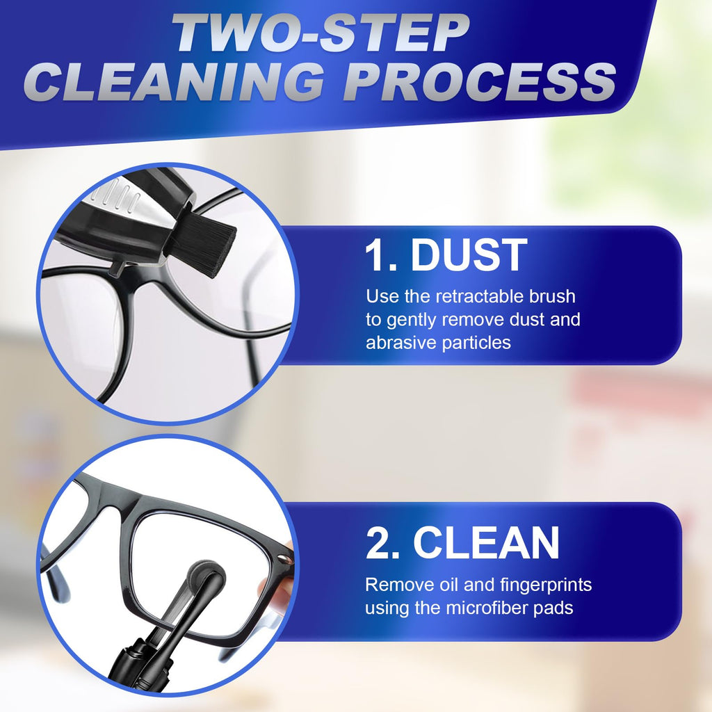 Portable Eyeglass Cleaner Kit (3PCS) - Carbon Fiber Tech for Cleaning on Glasses, Sunglasses and More - Easy Carry Travel & Office Use