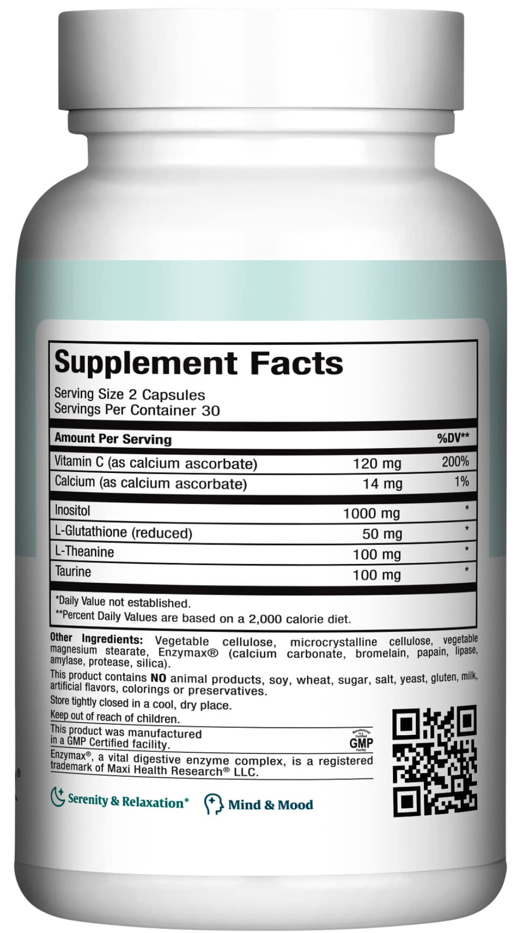 Maxi Health - Relax to The Max Stress Relief Formula (60 Count) Capsules with Vitamin C, Calcium, L-Theanine, L-Taurine & Amino Acids - All Natural Calming & Relaxation Supplements