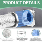 DVC-180 Magnetic Dryer Vent Coupling Connector Kit Easy to Clean Quick Connector Including a 3.3ft 4" Duct and two Clamps
