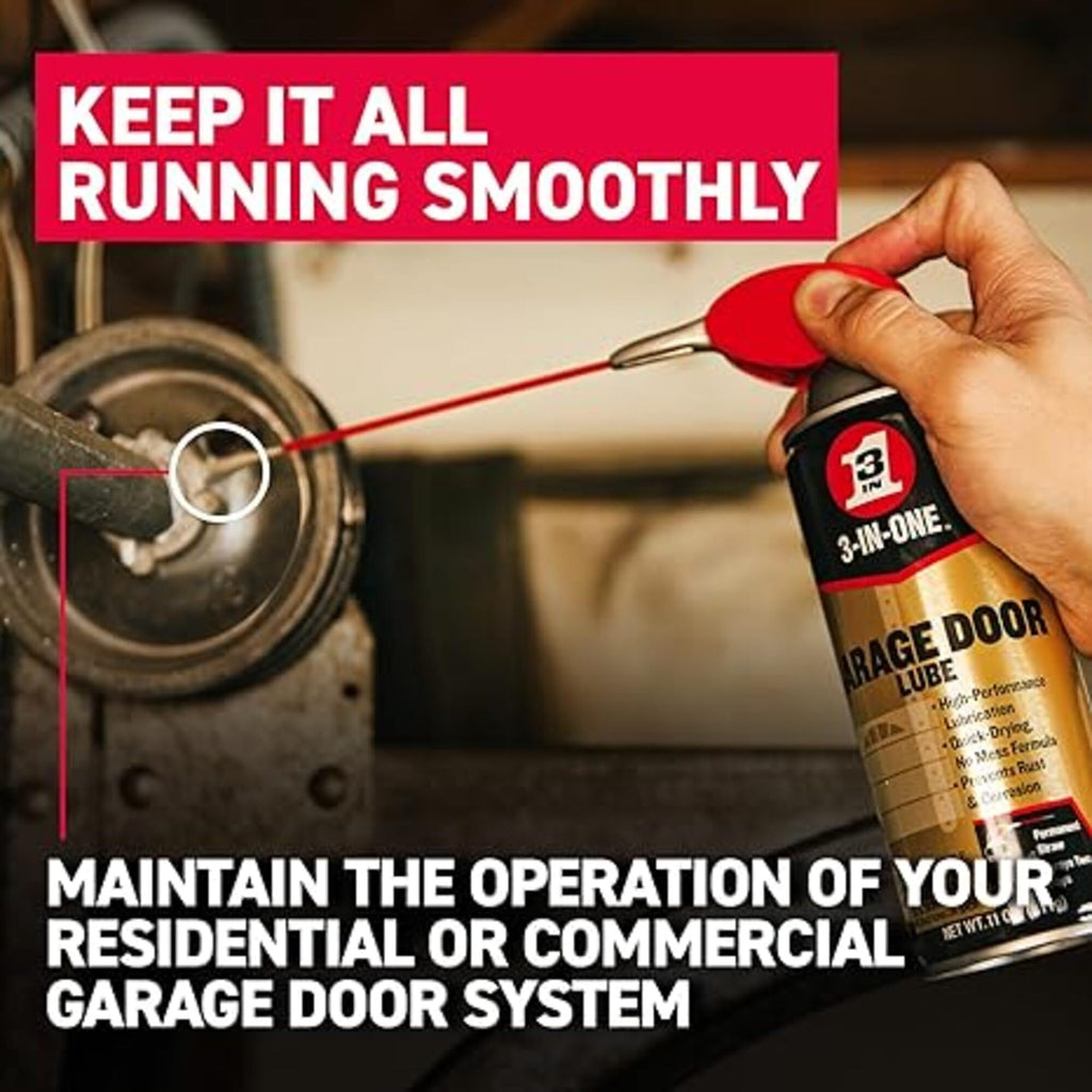 3-IN-ONE Professional Garage Door Lubricant with Smart Straw Sprays 2 Ways, 11 OZ Twin Pack, 100584, Clear