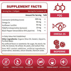 CoQ10-600mg-Softgels - Extra Strength Coenzyme Q10 with PQQ, Omega-3 & BioPerine - High Absorption CoQ10 Supplements Antioxidant (Ubiquinone) for Heart Health & Energy Production, 120 Softgels