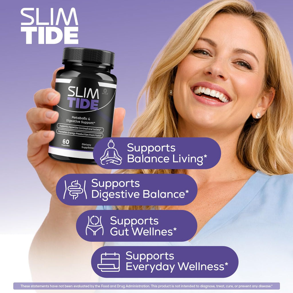 (2 Pack) Slim Tide Capsules - Official Slimtide Advanced Weight Management Formula with Natural Ingredients, Slim Tide Advanced Pills for Wellness & Overall Health Support, 120 Capsules for 2 Months