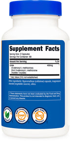 Nutricost SAM-e (S-Adenosyl-L-Methionine) 400mg Per Serving, 60 Servings, 200mg Per Capsule, 120 Capsules - Non-GMO, Gluten Free Same, Vegetarian (Pack of 2)