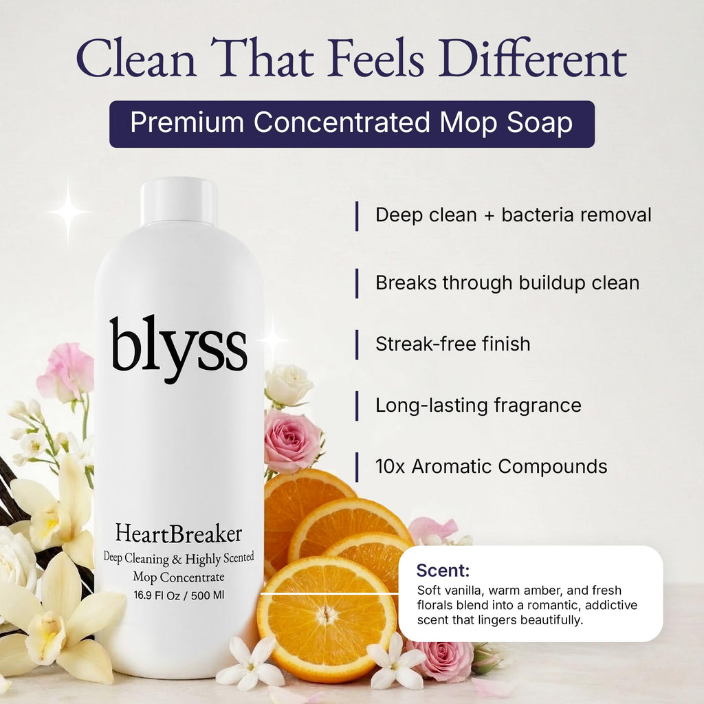 Blyss Mop Soap Heartbreaker, Floor Cleaner for Mopping, Luxury Scented Mop Soap, LVP Vinyl Laminate and Hardwood Floor Cleaner Solution, Plant Powered Floor Cleaner