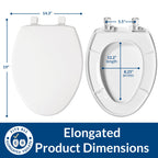 Bemis Slow Close Elongated Toilet Seat, Easy Clean Hinges, White