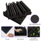 TroyStudio Thick Acoustic Foam Panels, 12 X 12 X 2 Inch 12 Pcs Broadband Sound Absorbing Foam, Dense Soundproof Padding Tile, Recording Studio Foam Absorber, Groove Decorative 3D Wall Ceiling Panel