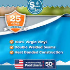Smartline 8 ft Round Swimming Pool Liner | Solid Blue | Overlap Style | 48-52 Inch Wall Height | 25 Gauge Heavy Duty Virgin Vinyl | Designed for Steel Sided Above Ground Pools