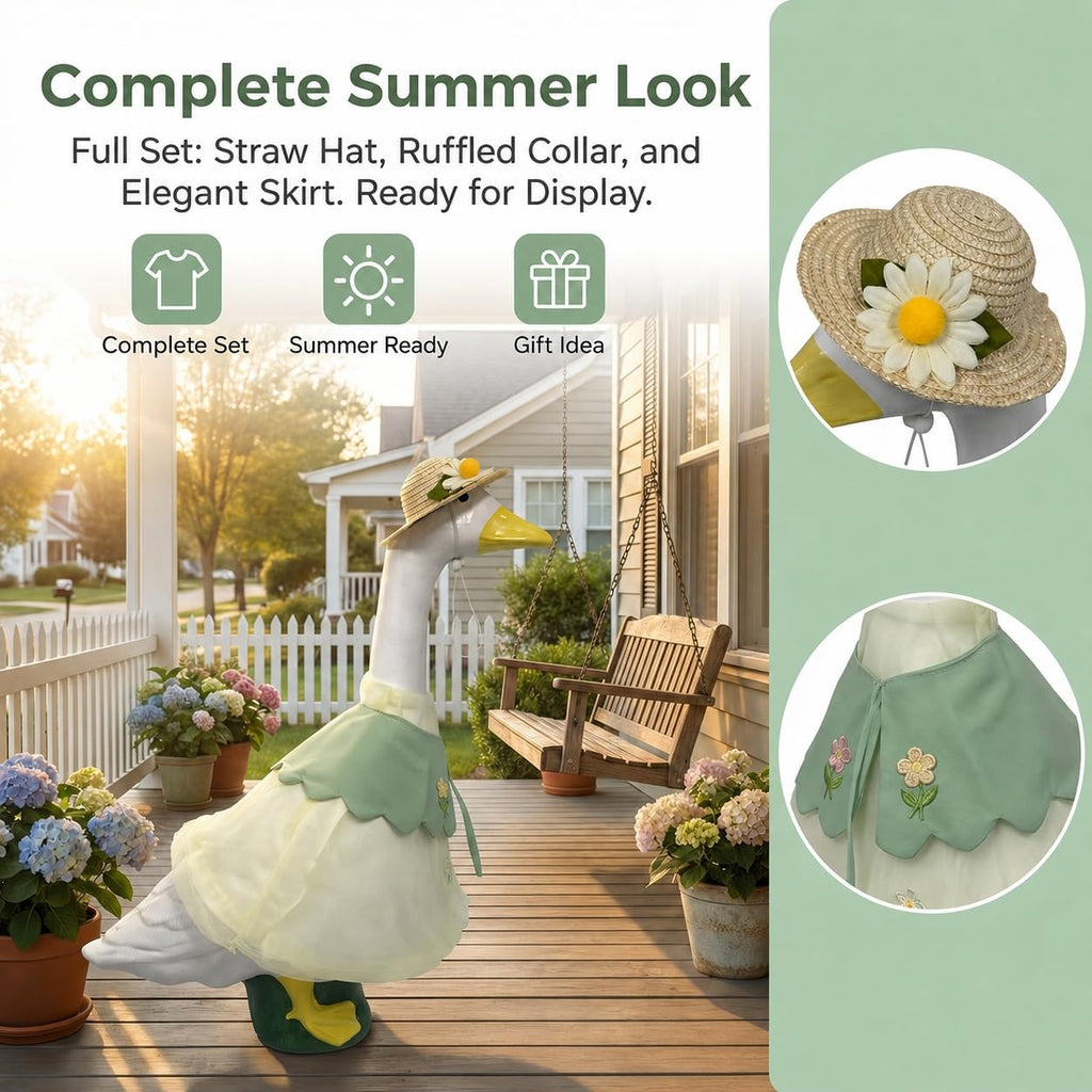holoith 3 Pcs Summer Porch Goose Outfits for 23 inch Cement Goose Set