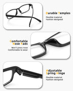 JOLISU 5 Pack Reading Glasses for Women and Men, Lightweight Eyeglasses with Spring Hinge, Blue Light Blocking Readers-1.75