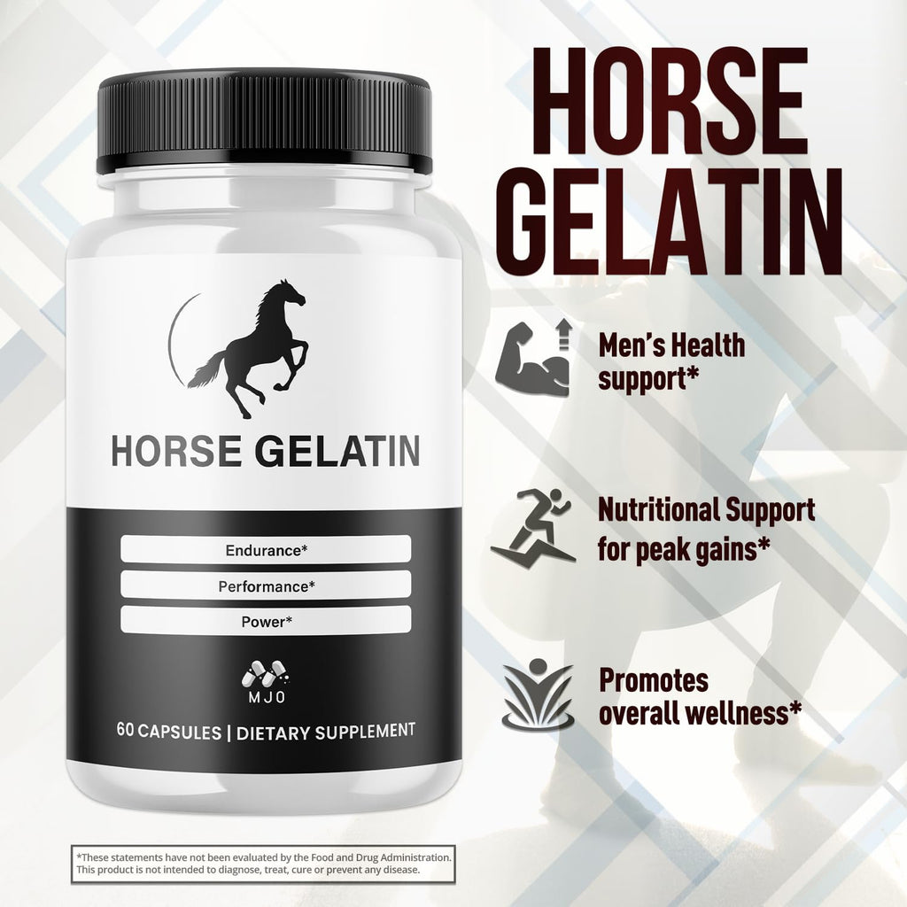 (2 Pack) Horse Gelatin Capsules,Official HorseGelatin Pills for Men with All Natural Ingredients,Maximum Strength Supplement with Premium Vitamins Supporting Optimal Wellness and Health (120 Capsules)