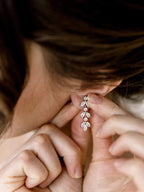 SWEETV Cubic Zirconia Wedding Earrings for Brides, Marquise Bridal Earrings