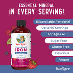 Iron Supplement for Women Men & Kids | Liquid Iron Supplement for Women Men & Kids | Iron for Healthy Blood & Oxygen | Ages 4 & Up | Sugar Free | Vegan | Non-GMO | Gluten Free | 16 Fl Oz