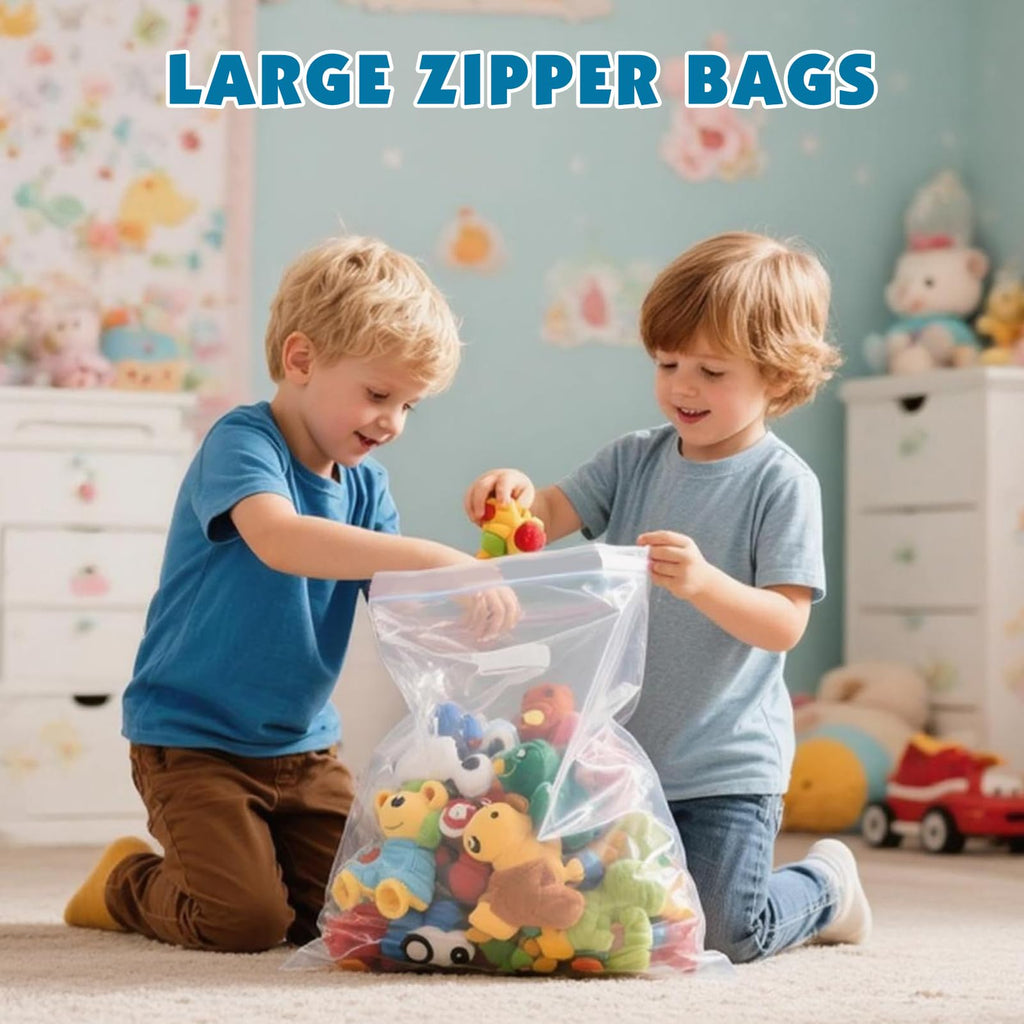 100 Pack Large 3 Gallon Storage Bags with Zipper Top, 16 x 18in Zipper Bags