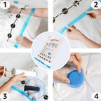 Amazon Basics Vacuum Storage Bags, Compression Space Saving for Clothes and Linens, Reusable with Hand Pump, Large, Clear, 5-Pack