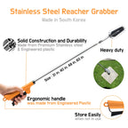 FTH All Stainless Steel Grabber Reacher Pickup Tool Heavy Duty Trash Picker Log BBQ Fireplace pits Snake Tongs