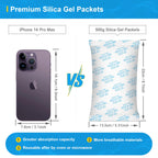 Large Desiccant Packs, 500 Gram 10 Packs Silica Gel Packets, Silica Gel Car Dehumidifier by Reusable, Large Moisture Absorbers for Electric Tool, Basement, 3D Filaments and Safes