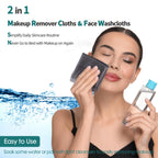 Wash Cloths 12 Pack, Super Soft and Skin Friendly Face Towel for Sensitive Skin, 10x10 inch Small Face Washcloths, Reusable Washable Makeup Remover Cloths, Easy to Rinse Grey Facial Cleansing Cloths