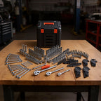 VEVOR Mechanics Tool Set, 297-Piece Mechanic Tool Kit, 1/4 in, 3/8 in, and 1/2 in Drive, SAE and Metric Socket Set, Wrenches, Screwdriver Bits, Accessories, and Storage Case, for Automotive Repair