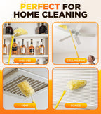 Heavy Duty Duster Refill Kit for Swiffer Duster with 3 ft Extension Pole & 20 Count Refills, 4X Microfibers Multisurface Dusters for Cleaning Home, Celling Fan, Blinds, Vent & Shelves