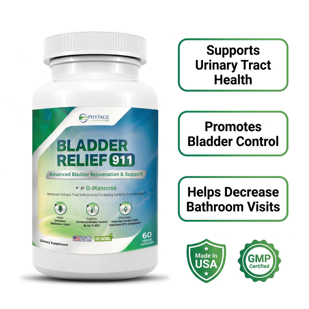 Phytage Labs Bladder Relief 911 – Advanced Urinary Tract & Bladder Support Supplement for Men and Women – with 1000mg D-Mannose, Cranberry Extract, Hibiscus & Dandelion Root (3-Pack)
