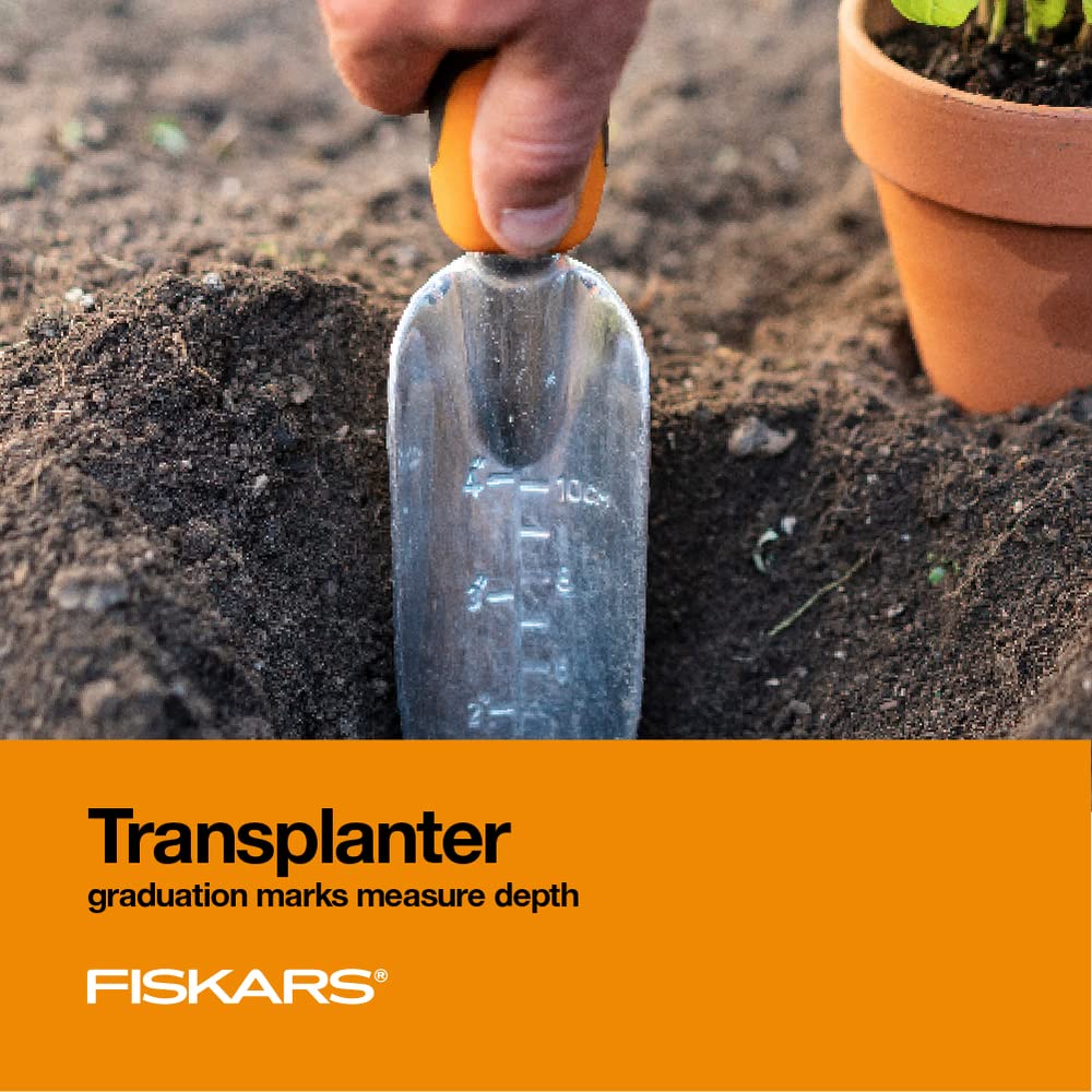 Fiskars 3-Piece Garden Hand Tools Set w/ Trowel, Transplanter & Cultivator