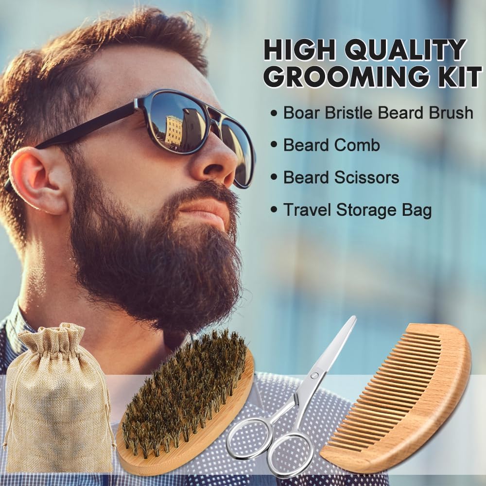Beard Kit for Men, 3 Beard Oil Scents, Beard Care Gift Set for Dad, Husband