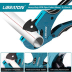 Libraton PVC Pipe Cutter, Up to 2-1/2", Ratchet Pipe Cutter Heavy-Duty, Pex Cutting Tool for Cutting PEX, PVC, PPR Plastic Hoses and Plumbing Pipe