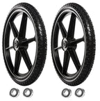 Jinleader 2 PCS 20" PU Flat Free Tire with 3/4'' and 5/8'' Bearings, Non-inflated Tires and Wheels, 20x2 Inch Wheel for Wheelbarrow, Carts, Garden Trailers