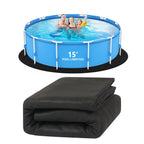 VINGLI 15 FT Pool Pad for Above Ground Pool, Upgraded Extra Thick Swimming Pool Liner Pad 15 FT Round, Prevent Punctures Weed Barrier, Under Pool Mat Pool Protection, Black