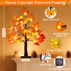 TURNMEON Fall Decor 2 Pack 18 Inch Prelit Fall Maple Tree 48 LEDs Timer