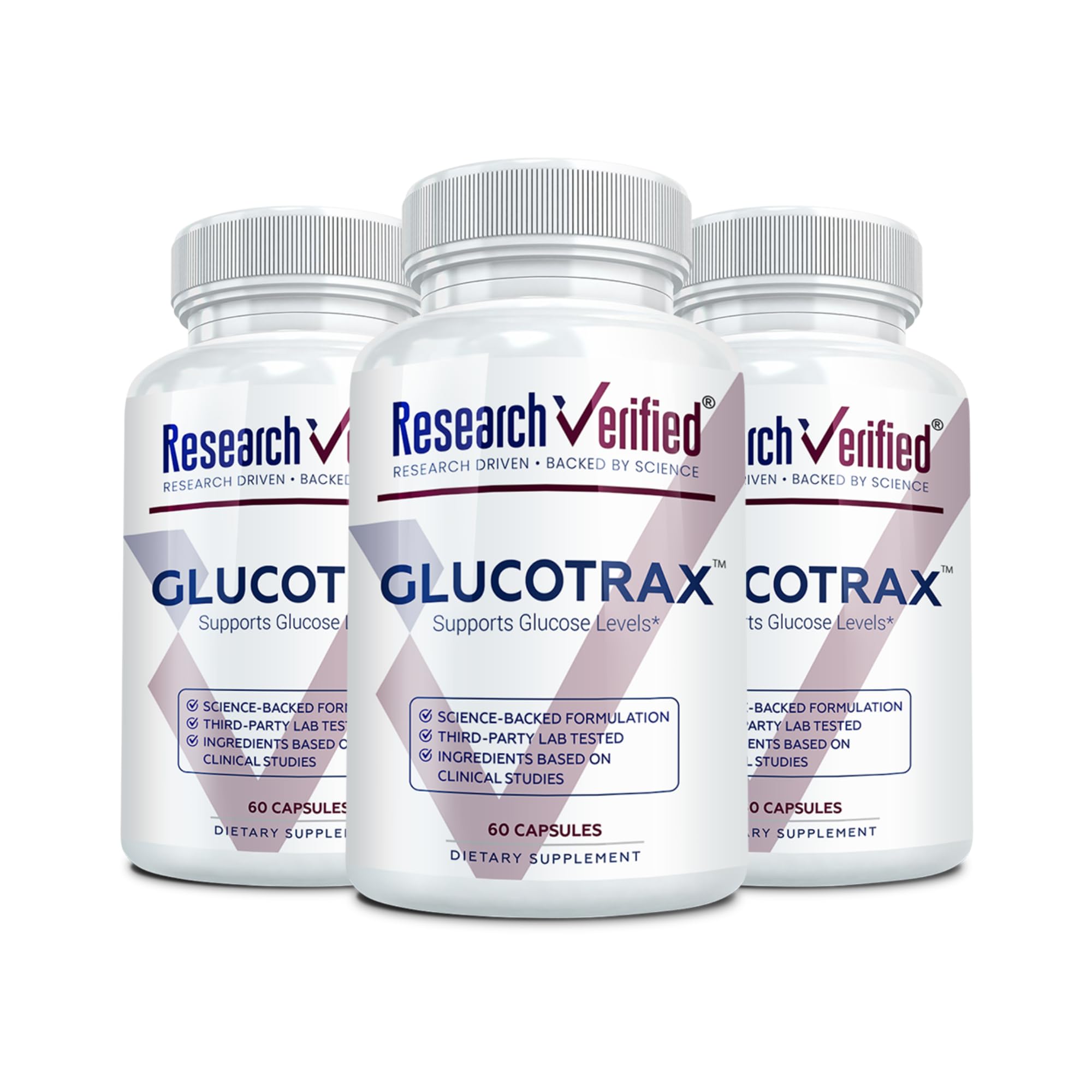 Research Verified Glucotrax - Berberine, Chromium Picolinate, Cinnamon, Gymnema - 3 Month Supply - 180 Capsules