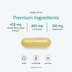 Vitanica Dopamine Assist - Neurotransmitter Support Supplement with Green Tea & Tyrosine & Vitamin B6 - Supplement with Mucuna Pruriens & Folate - Vegan - 60 Capsules