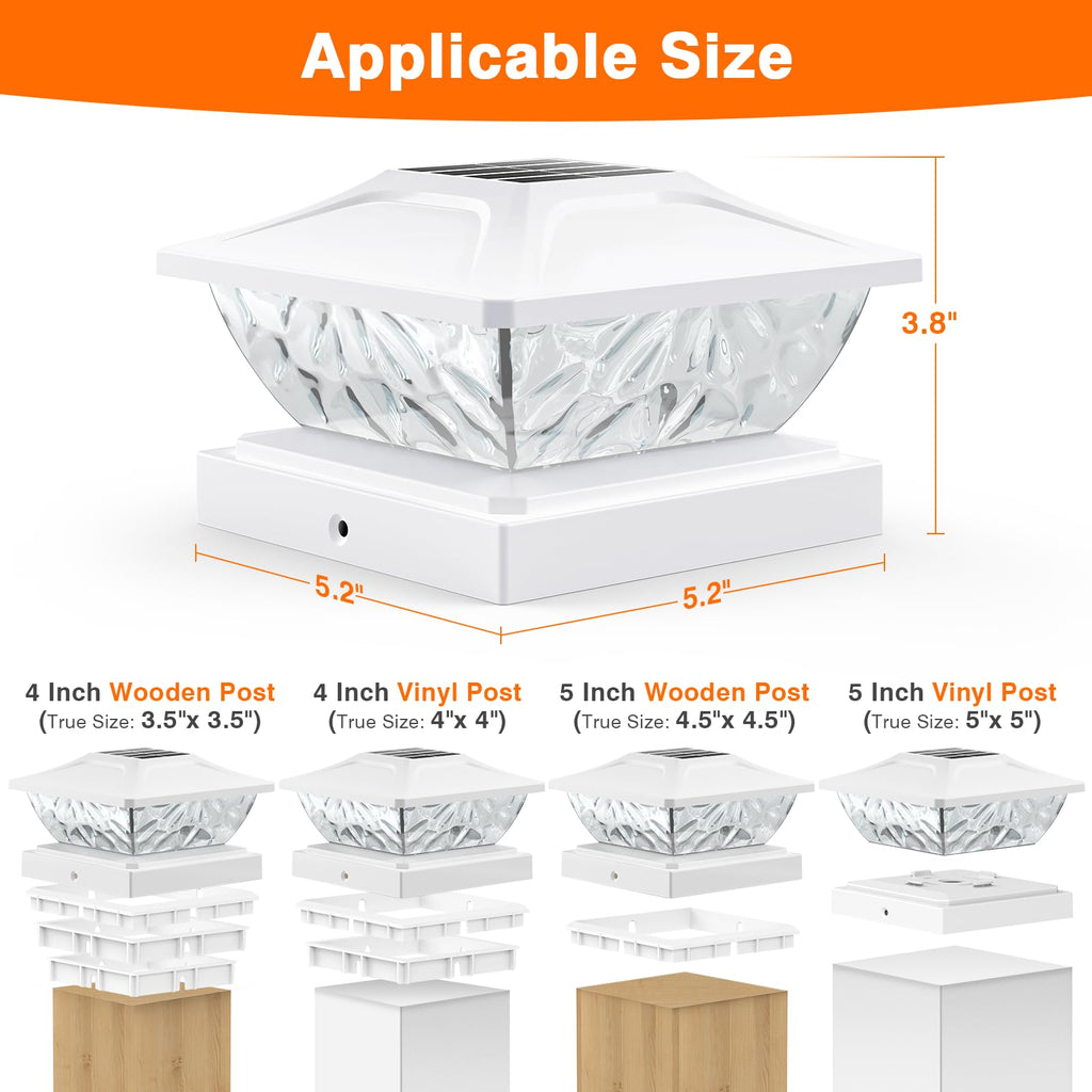 ENSLI Solar Post Cap Lights Outdoor 6 Pack, 2 Mode Bright Fence Post Solar Lights Outdoor Waterproof, Deck Fence Post Cap Light Solar Powered for 4x4 4.5x4.5 5x5 Posts in Garden Decor