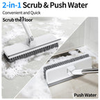 Purexa Floor Scrub Brush with 55" Long Handle, 2-in-1 Floor Brush with Built-in Squeegee, Adjustable Angle Head and Stiff Bristles for Tile, Wood, Concrete & Textured Floor Cleaning