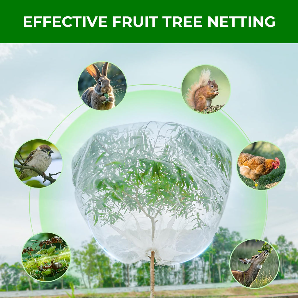 6.4'x6.4' Fruit Tree Netting with 2-Way Zipper & Drawstring (2 Pack)