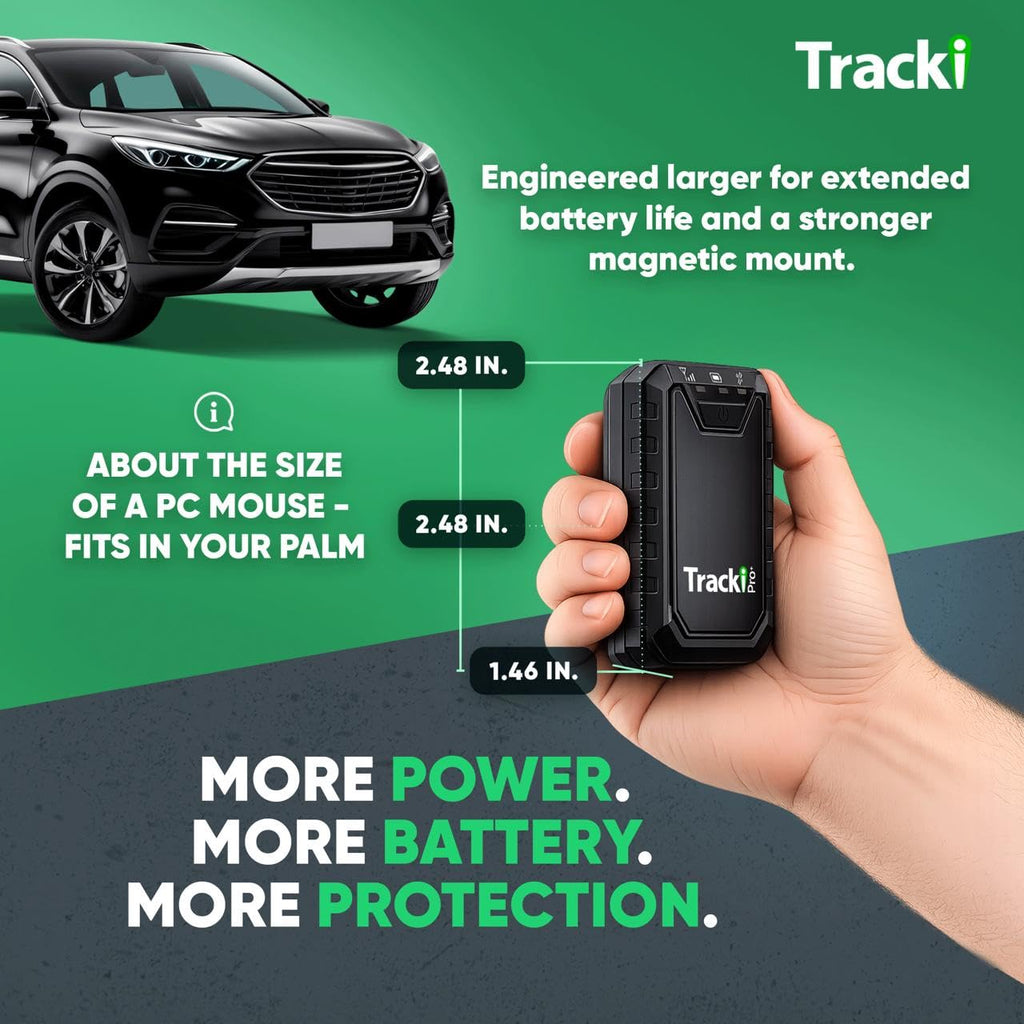 Tracki Pro GPS Tracker for Vehicles – Magnetic Waterproof 4G LTE Car Tracker, Long-Life Battery Up to 7 Months, Unlimited Distance, Smart Alerts, Hidden Tracking Device (Subscription Required)