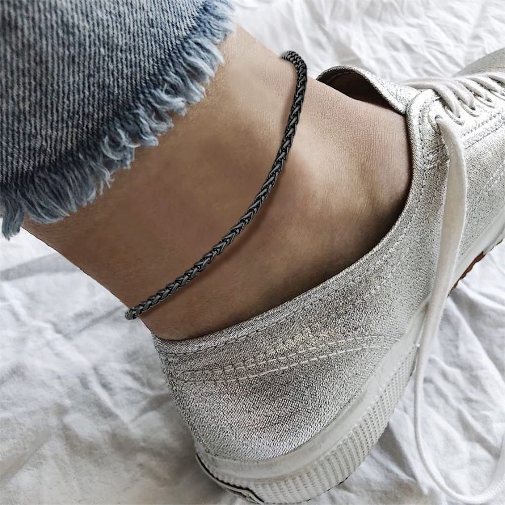 PROSTEEL Black Anklet Bracelet Ankle Bracelet Jewelry for Women Beach Anklets Stainless Steel Ankle Bracelts