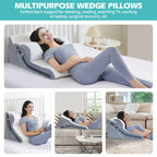 Simpledad Wedge Pillow for Sleeping, Orthopedic Bed Wedge Pillow Set, 15-in-1 3PCS Adjustable Memory Foam Wedge Pillows Post Surgery, 9 &16 & 20 inches Height 3-in-1 Incline Wedges Pillows