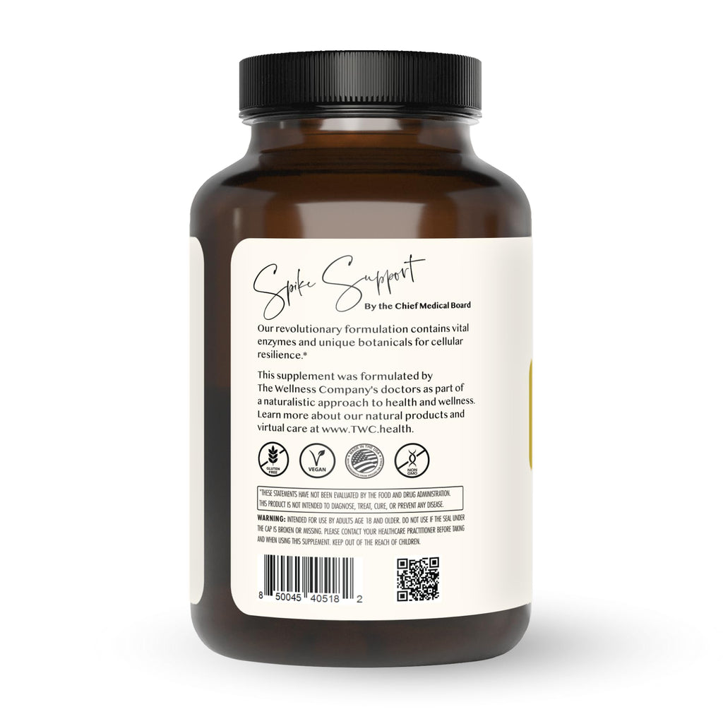 The Wellness Company Spike Support - Detox, Immune Health, Blood Flow, Anti-Clotting - Nattokinase, Dandelion Root, & Black Sativa | 120ct (2 Month Supply)