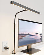 SUPERDANNY LED Desk Lamp for Office Home, Eye-Caring Desk Light with Adjustable Gooseneck, 12W Touch Control Dimmable Brightness, Architect Clamp Lamp with USB Adapter for Reading Study Workbench