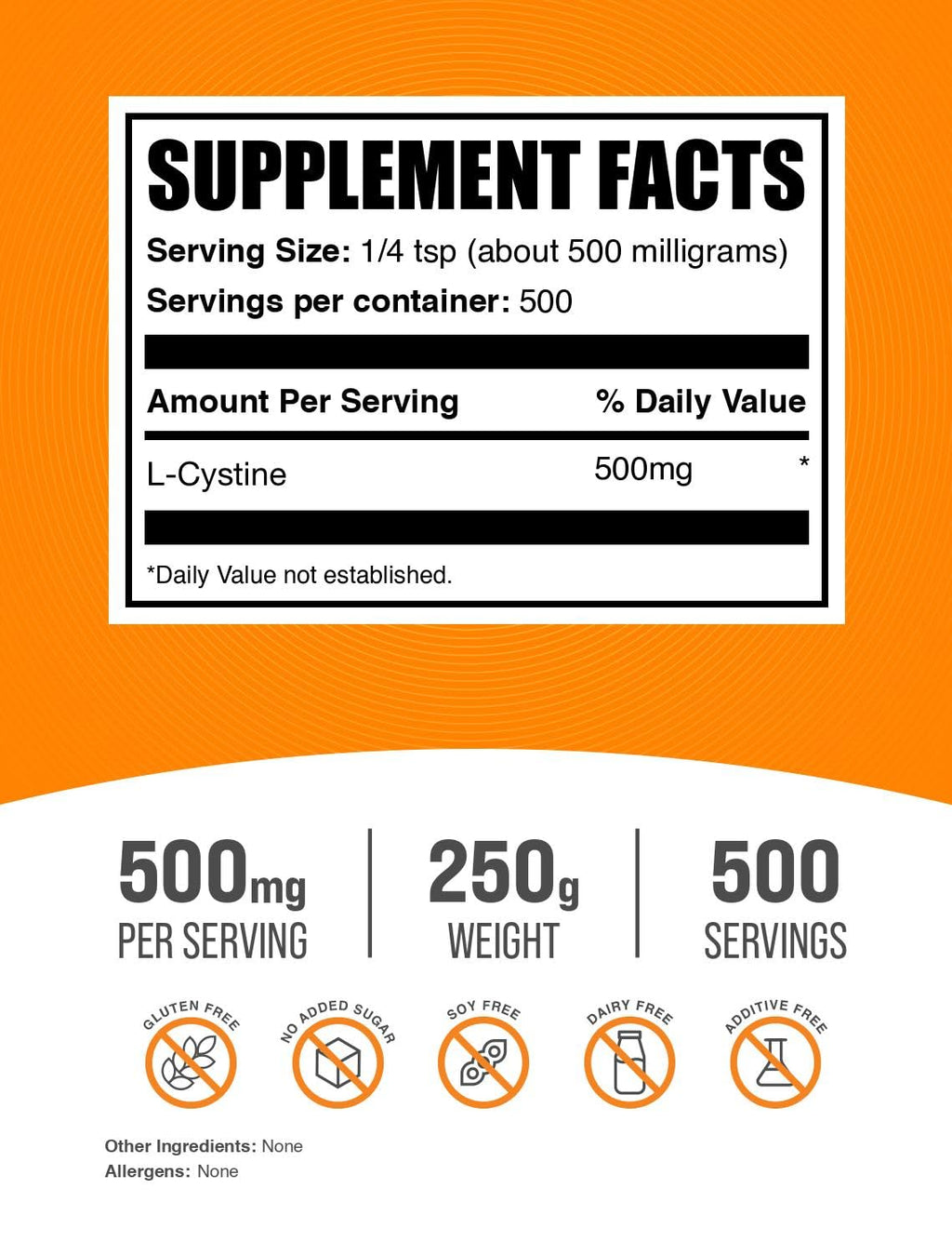 BulkSupplements.com L-Cystine Powder - L-Cystine 500mg, L-Cystine Supplement, Amino Acid Supplement - for Immune Support, Gluten Free, 500mg per Serving, 250g (8.8 oz) (Pack of 1)